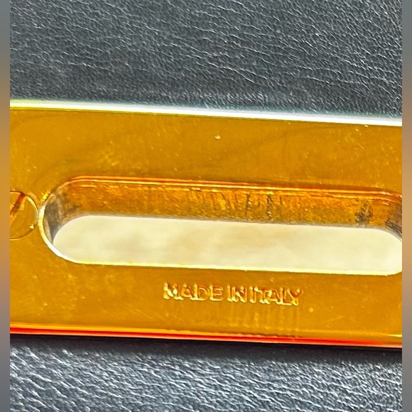 Vintage Salvatore FERRAGAMO navy blue leather crossbody clutch gold chain strap. - Picture 10 of 16